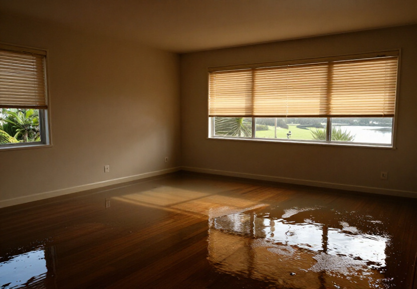 Water-damaged office space in Wentworthville before drying