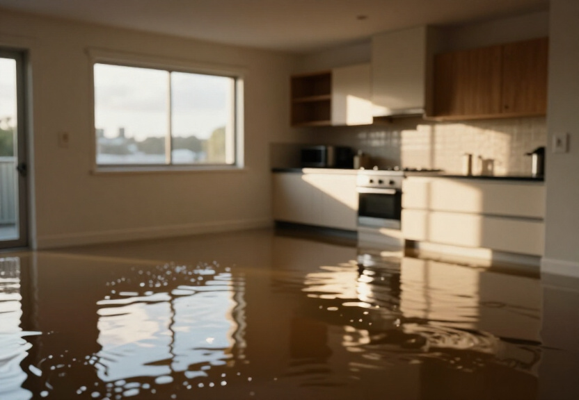 Flooded retail store in Wentworthville before cleanup